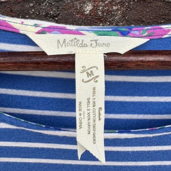 💙 Matilda Jane Blue & White Striped Maxi Dress | Pockets | Soft Knit | Size M - Picture 2 of 5